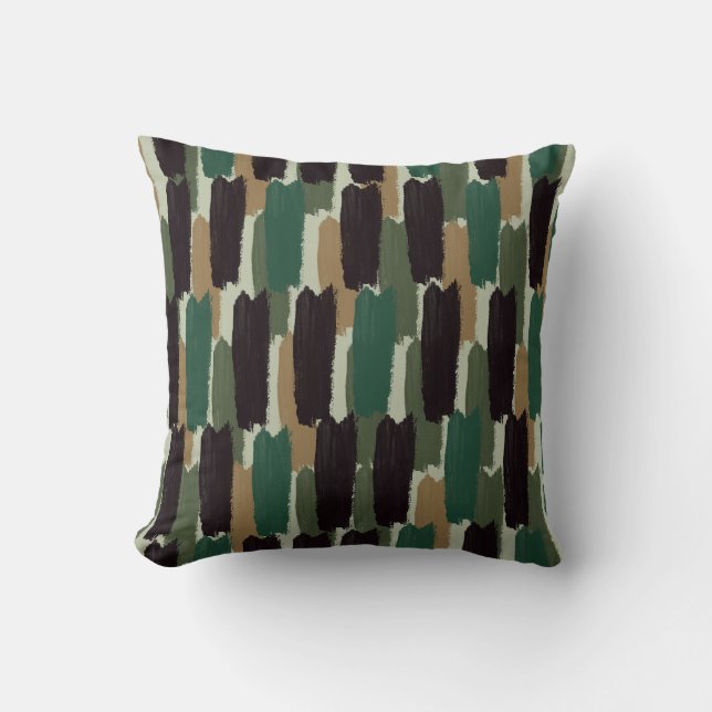 Coussin Rayure peinte abstraite ton terreux moderne (Recto)