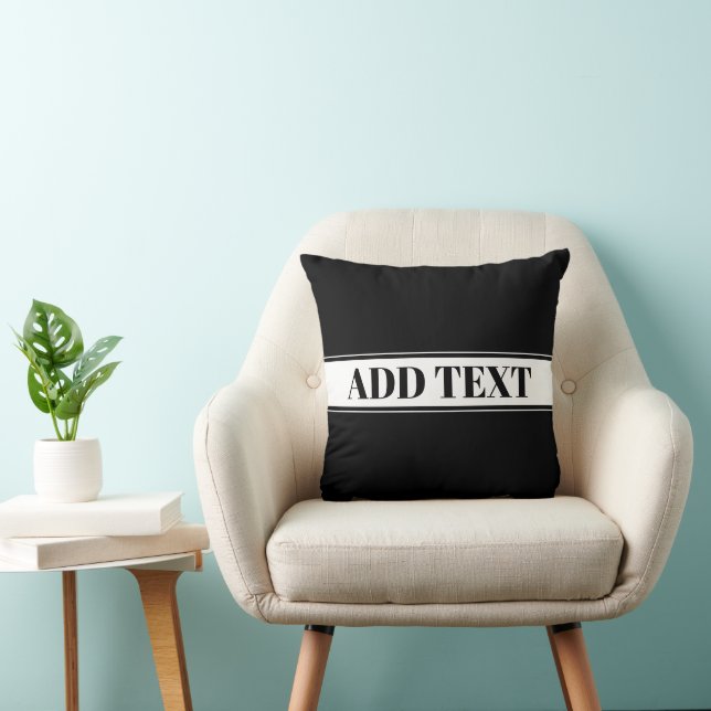 Coussin Rayure personnalisée noir et blanc (Chaise)