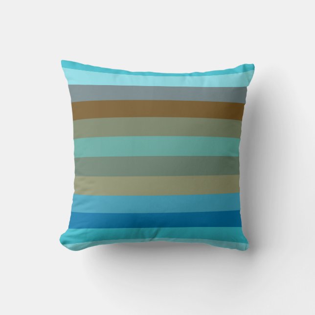 Coussin Rayure Rétro Surf 1970 Plage Arc-en-ciel   (Recto)