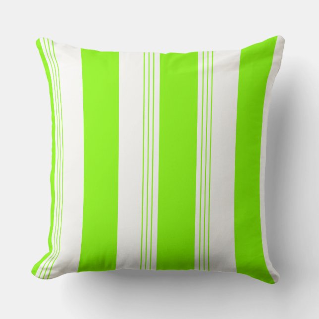 Coussin Rayure réversible de sucrerie de vert d'herbe et (Recto)