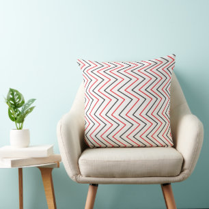 Coussin Rayure verticale chevron rouge noir