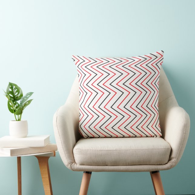 Coussin Rayure verticale chevron rouge noir  (Chaise)