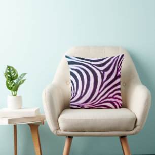 Coussin Rayure Zèbre Noir Blanc Bleu Violet Fou