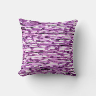 Coussin Rayures Abstraites d'aquarelle violet