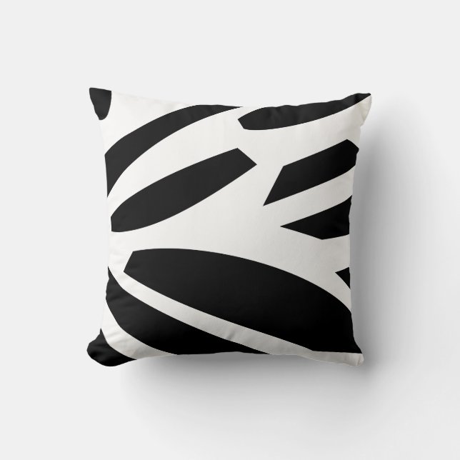 Coussin rayures abstraites en noir et blanc (Recto)