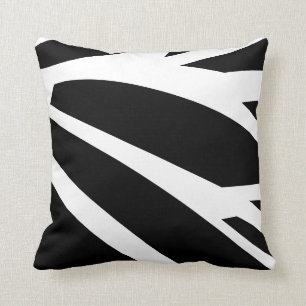 Coussin rayures abstraites en noir et blanc