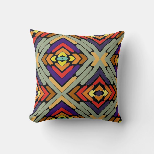 Coussin Rayures Abstraites Multicolores (Recto)