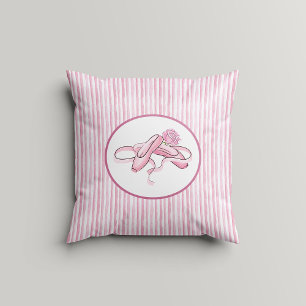 Coussin Rayures aquarelles roses et blanches avec chausson