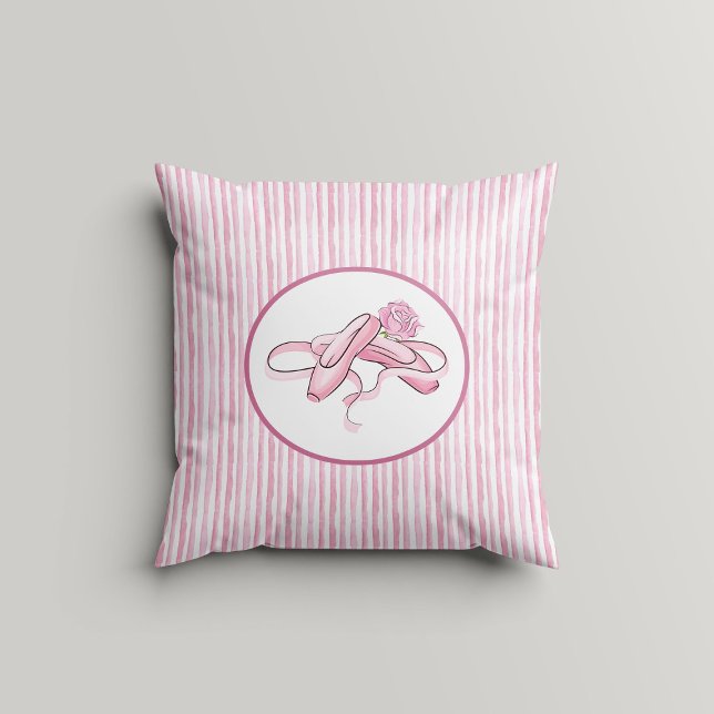 Coussin Rayures aquarelles roses et blanches avec chausson (Créateur téléchargé)