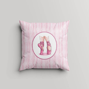 Coussin Rayures aquarelles roses et blanches avec chausson