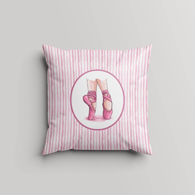 Coussin Rayures aquarelles roses et blanches avec chausson (Créateur téléchargé)