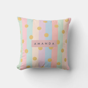 Coussin Rayures arc-en-ciel pastel personnalisées avec des