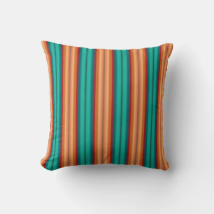 Coussin Rayures arc-en-ciel turquoise rouge orange du Sud-