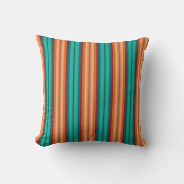 Coussin Rayures arc-en-ciel turquoise rouge orange du Sud- (Recto)