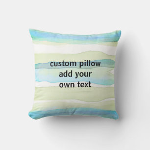 Coussin rayures artistiques ajouter texte turquoise et ver