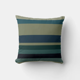 Coussin Rayures beige, bleu, vert et noir