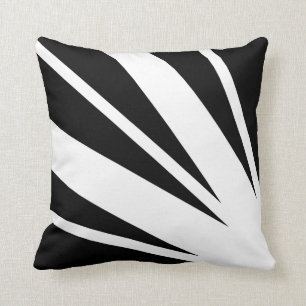 Coussin Rayures blanches de ruban sur le carreau noir