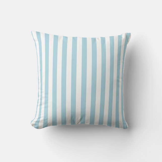 Coussin Rayures blanches et bleu clair (Recto)