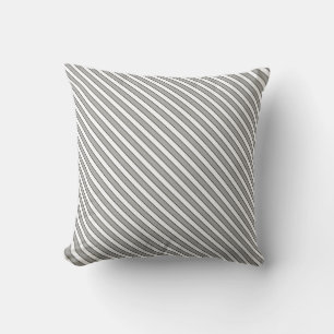 Coussin Rayures blanches et grises avec fines lignes noire