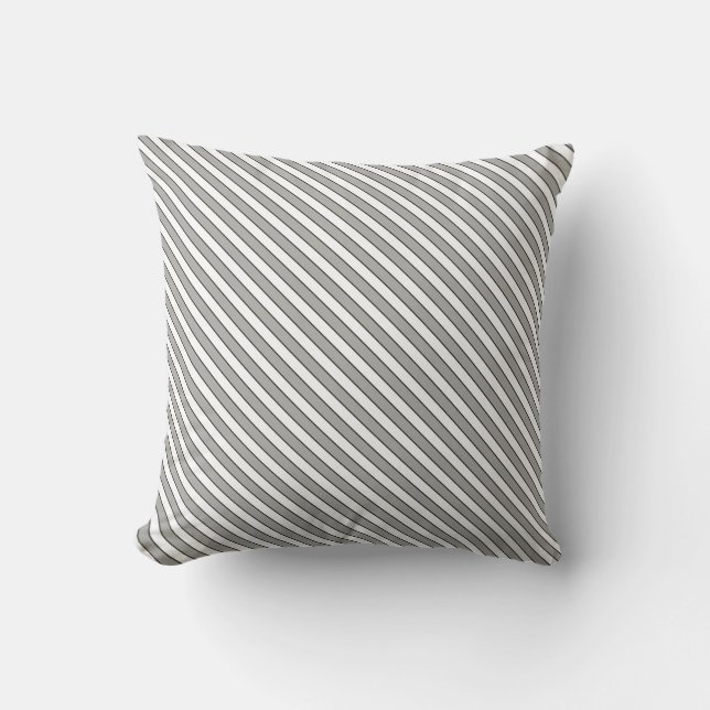Coussin Rayures blanches et grises avec fines lignes noire (Recto)