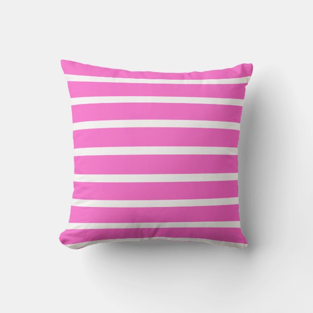 Coussin Rayures blanches  motif rose (Recto)