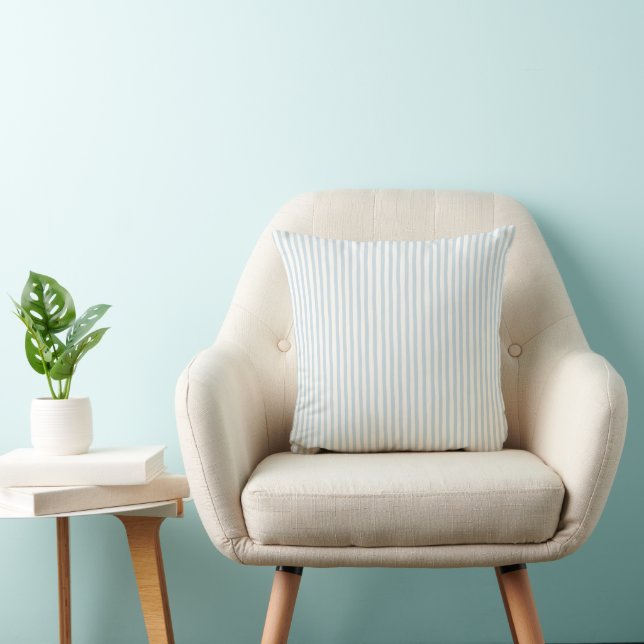 Coussin Rayures Bleu Ciel Vert Blanc (Chaise)