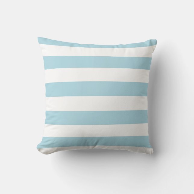 Coussin Rayures Bleu Clair et Blanc (Recto)