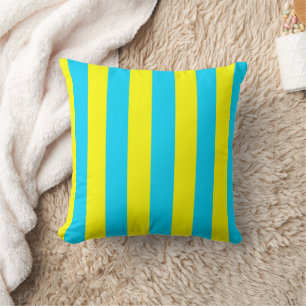Coussin Rayures Bleu Clair et Jaune