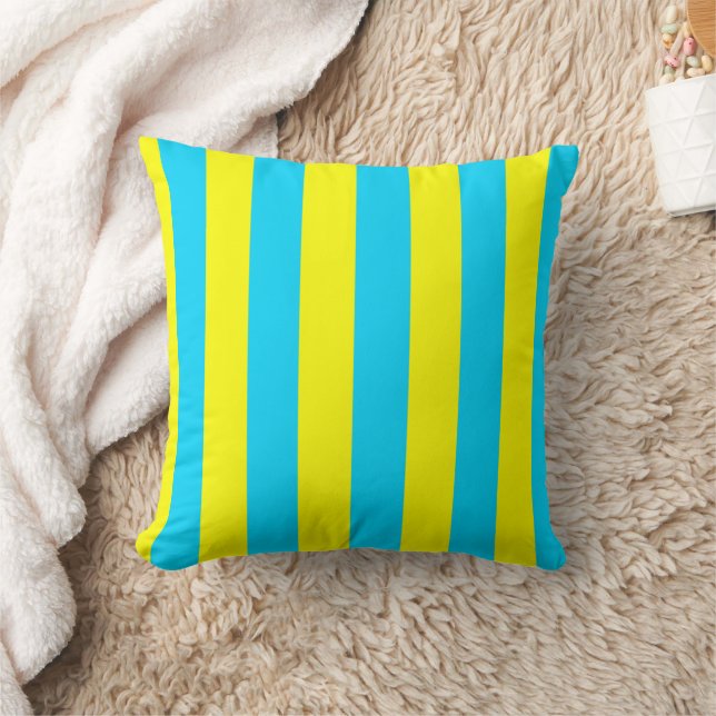 Coussin Rayures Bleu Clair et Jaune  (Couverture)