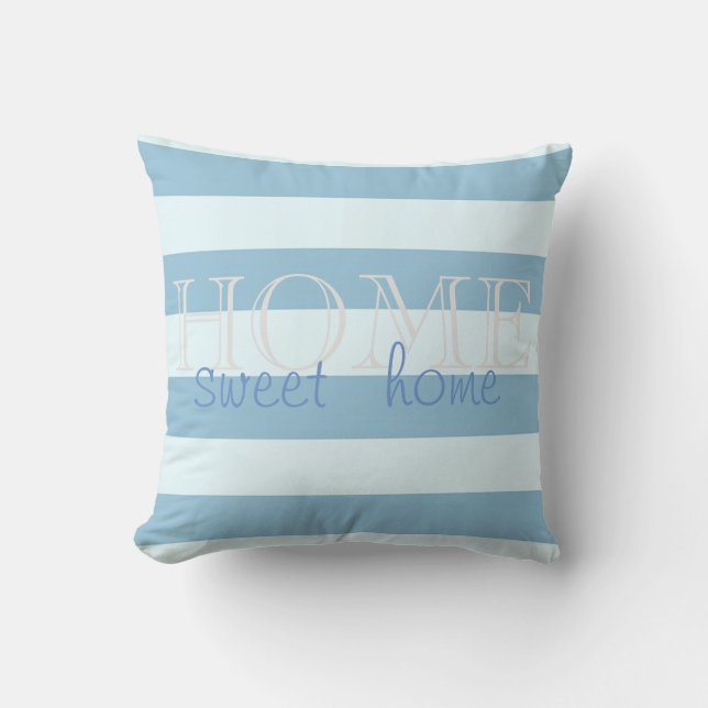 Coussin Rayures bleu clair modernes, Maison douce maison (Recto)