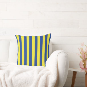 Coussin Rayures bleu foncé et jaune