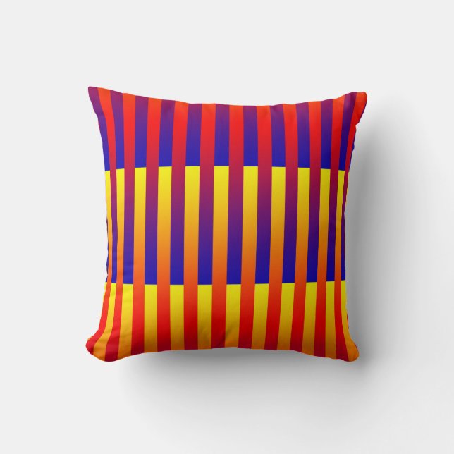 Coussin Rayures Bleu Rouge Jaune (Recto)