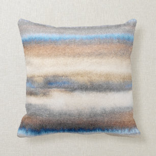 Coussin Rayures bleues d'abrégé sur beige