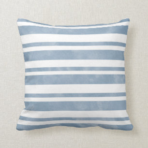 Coussin Rayures bleues d'aquarelle d'ardoise