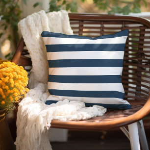 Coussin Rayures Bleues et Blanches