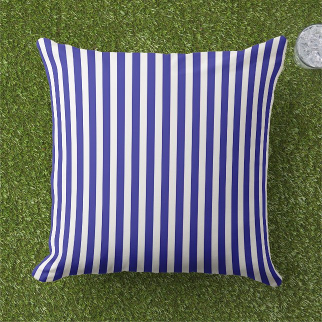 Coussin Rayures Bleues Et Blanches (Herbe)
