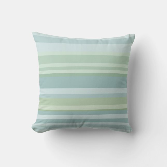 Coussin rayures bleues et vertes vintage (Recto)