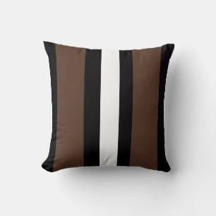 Coussin rayures Brown, noires et blanches