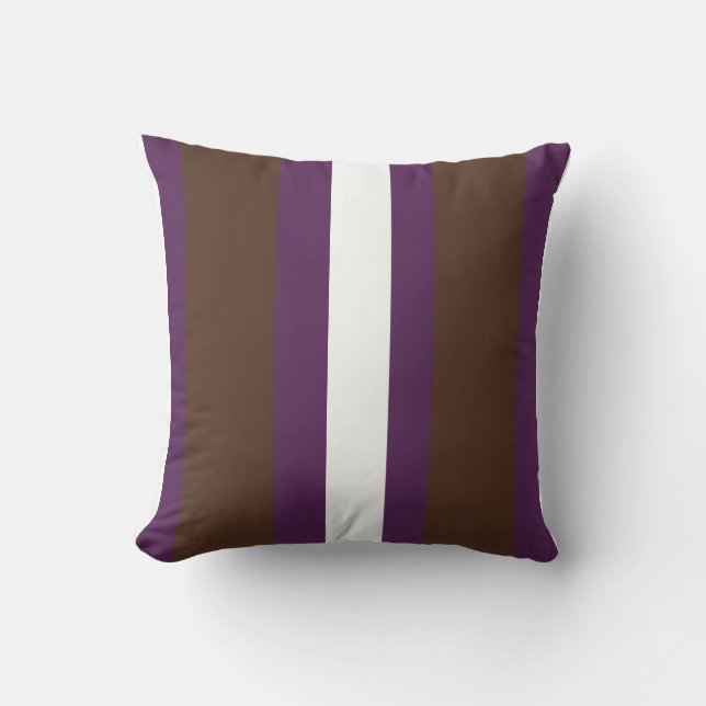 Coussin rayures Brown, violettes et blanches (Recto)
