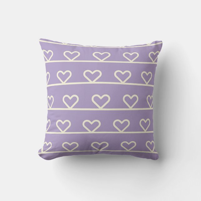 Coussin Rayures cardiaques de lavande (Recto)