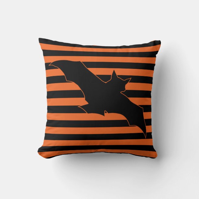 Coussin Rayures classiques de batte de Halloween (Recto)