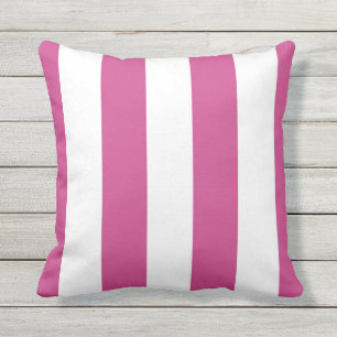 Coussin Rayures d'allumage rose et blanc à l'extérieur d