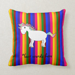 Coussin Rayures d'arc-en-ciel de licorne