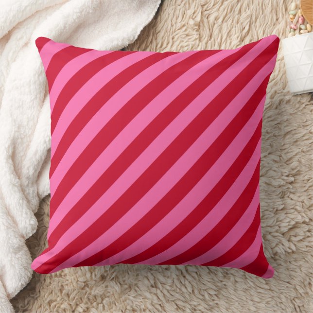Coussin Rayures de bonbon à la menthe de Noël rose et roug (Couverture)
