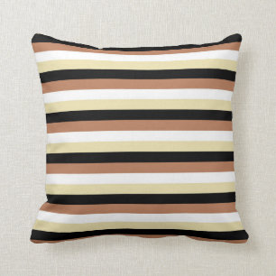 Coussin Rayures de brun, de blanc, beiges et noires