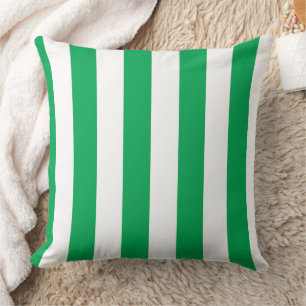 Coussin Rayures de cabane vertes et blanches