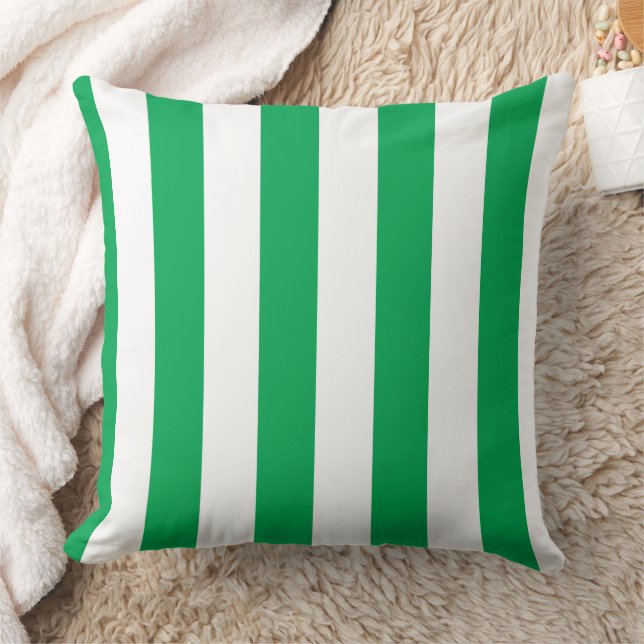 Coussin Rayures de cabane vertes et blanches  (Couverture)
