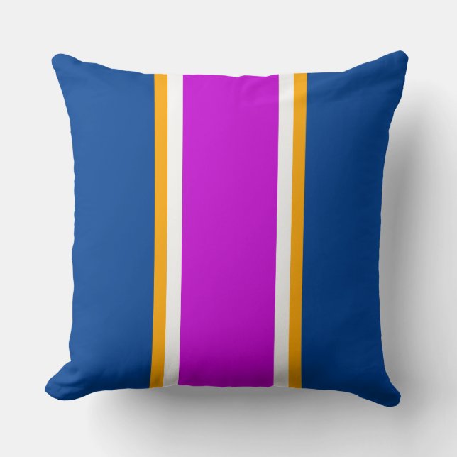 Coussin Rayures de course Rose Clair Blanc Orange Bleu Mar (Recto)