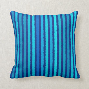 Coussin Rayures de craie - bleu de cobalt et de ciel