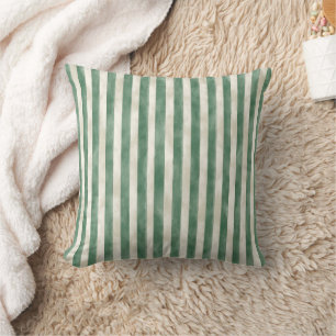 Coussin Rayures de crème de vert d'hiver Noël